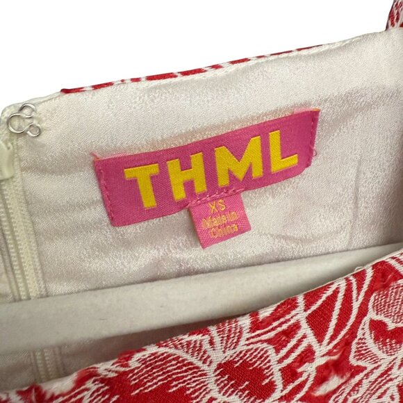 Thml Floral Embroidered Halter Sheath Mini Dress Women's XS Red White Cocktail - Picture 4 of 8